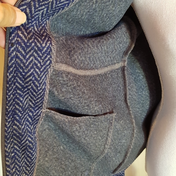 T by Talbots Navy Blue Herringbone Full Zip Jacket Coat - Picture 7 of 8